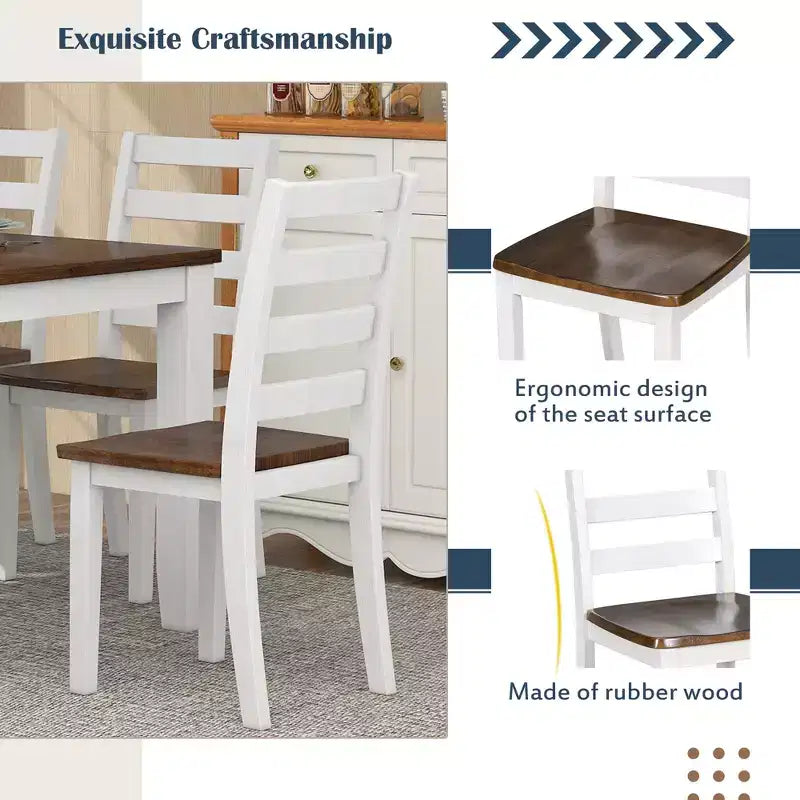 6 PCS Rustic Wood Dining Table Set, Rectangular Table with 4 Chairs & Bench-ModernLuxe