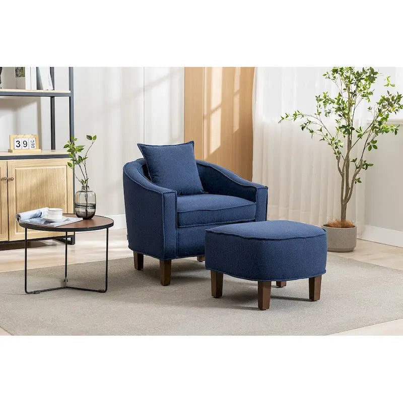 Mid-Century Modern Club Accent Chair with Tufted Back and Round Arms