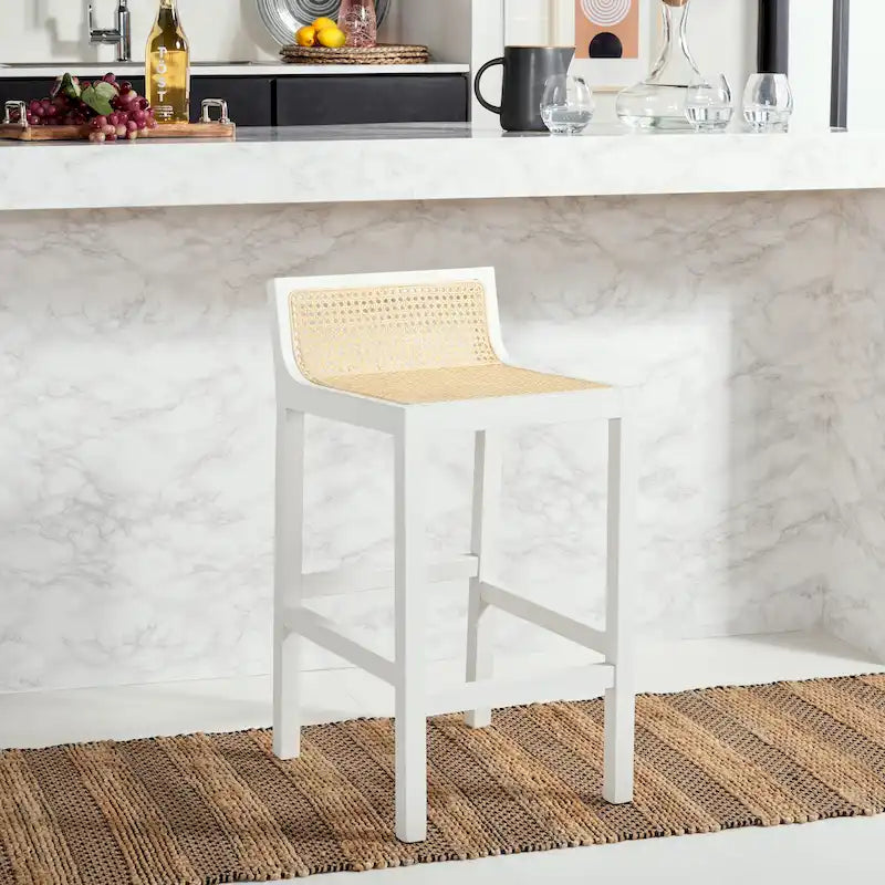 SAFAVIEH Carry Low Back Cane Counter Stool - 16 W x 19 D x 31 H - 16Wx19Dx31H