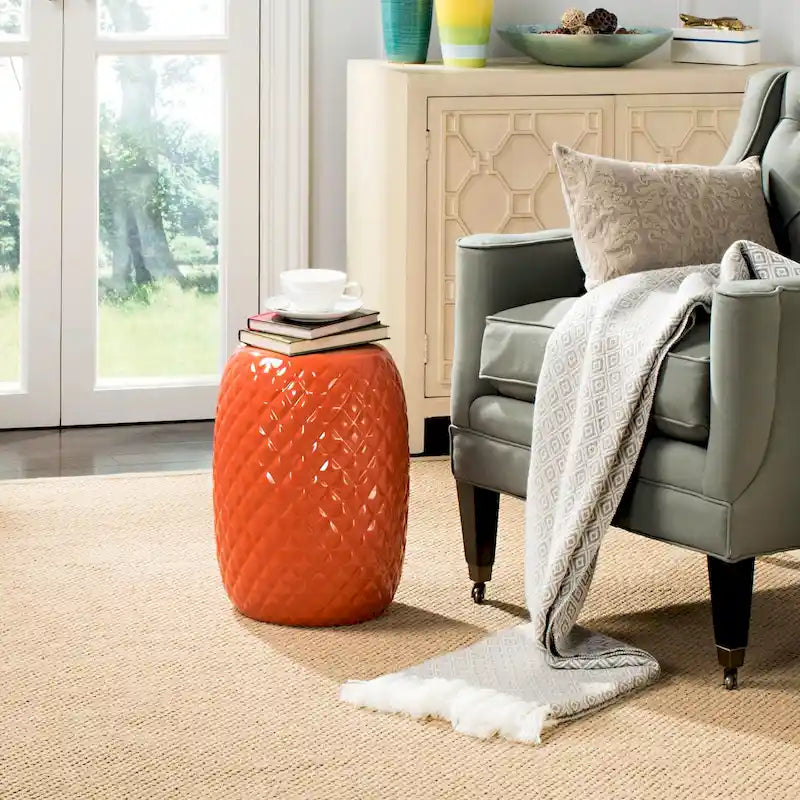 SAFAVIEH Veroana Orange Ceramic Decorative Garden Stool