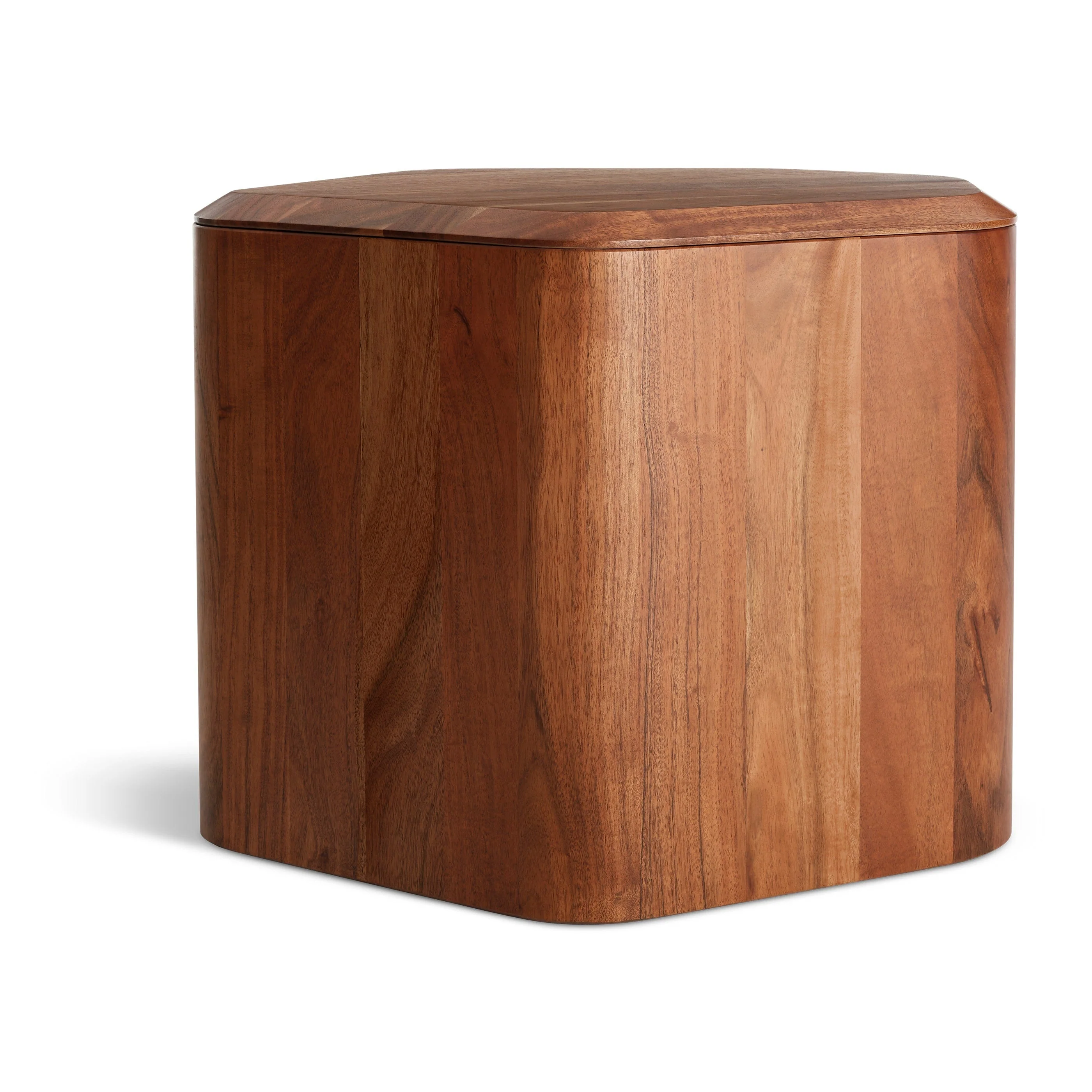 Modern Black Acacia Wood Storage End Table with Removable Top for Living Room