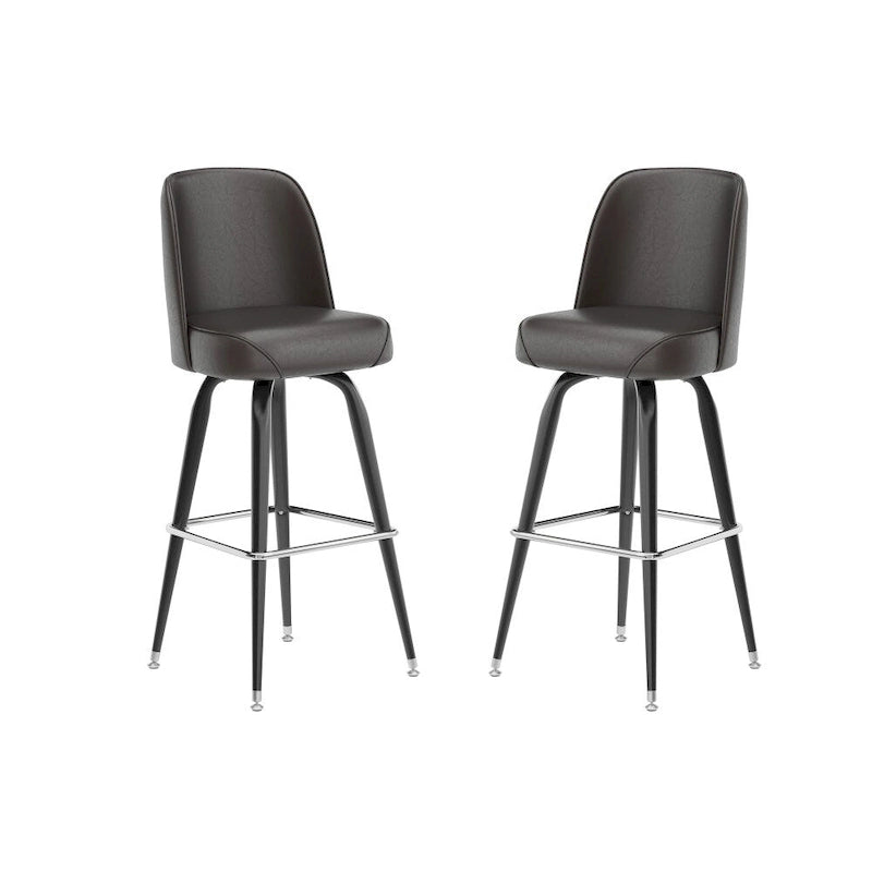 2-Pack Metal Barstools with Swivel Vinyl Bucket Seat & Footrest