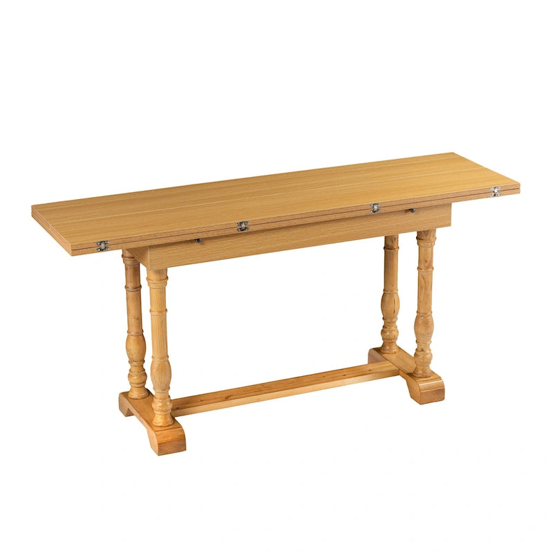 Farmhouse Drop Leaf Trestle Console to Dining Table