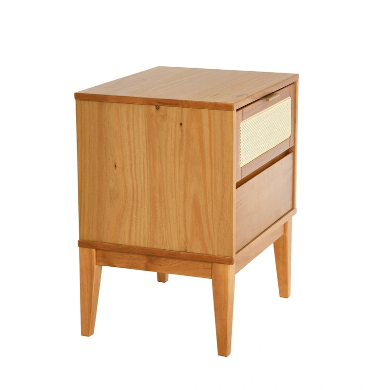 Solid Wood 2-Drawer Bedside Table