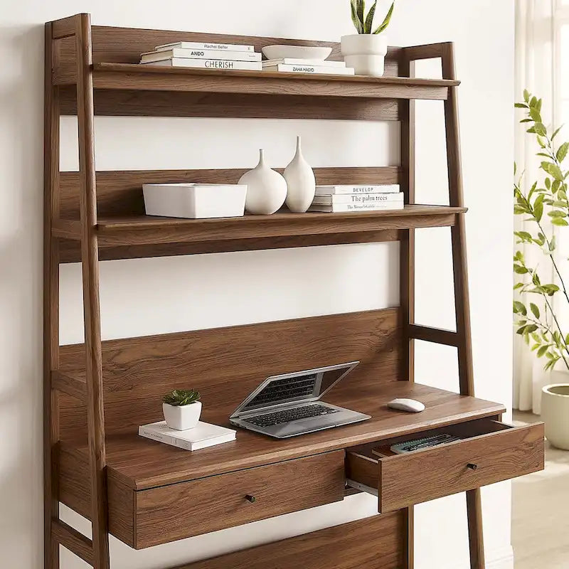 Office Desk with Bookshelf and Storage Drawers