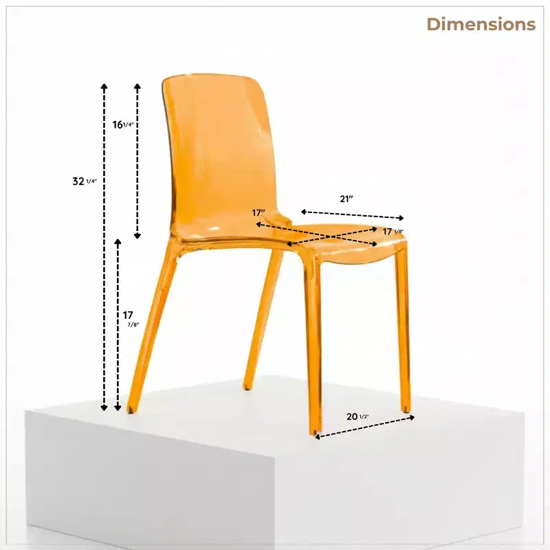 LeisureMod Murray Mid-Century Modern Dining Chair - Waterfall Edge Design Acrylic, Ergonomic and Stackable, Set of 4