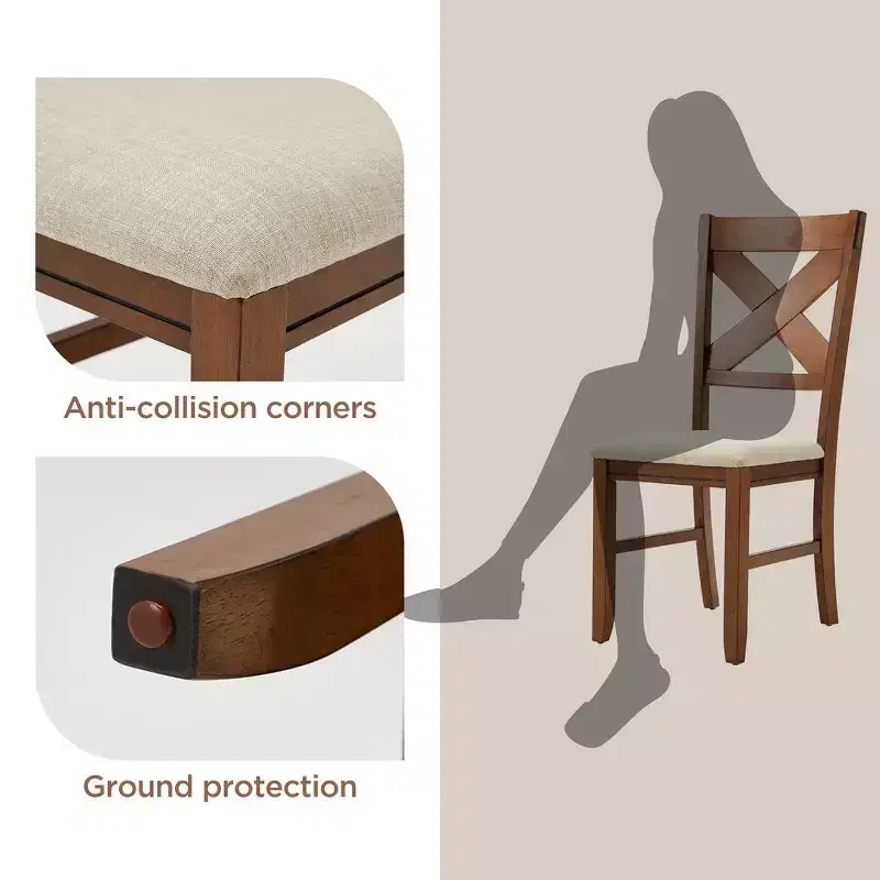 EROMMY Set of 2 Upholstered Solid Wood Side Chairs