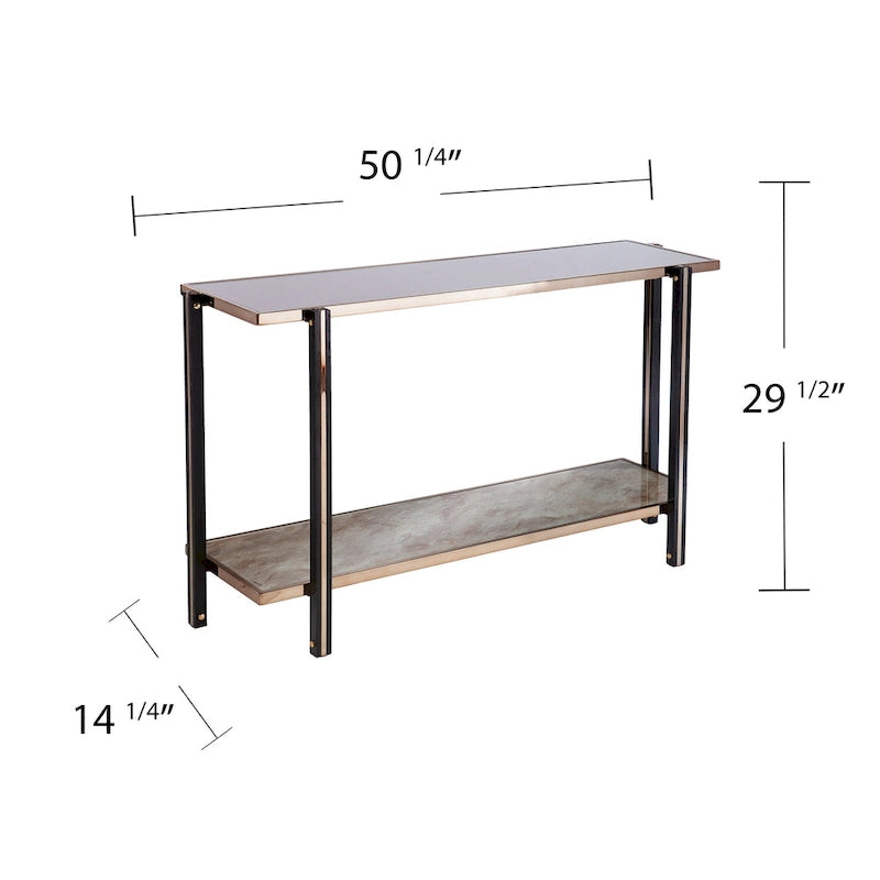 Transitional Champagne Metal Console Table - Entryway Sofa Table for Living Room