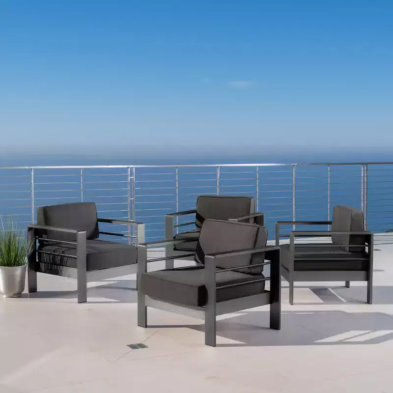 Cape Coral Set of 4 Aluminum Club Chair: Water Resistant & Weather-Resistant - Christopher Knight Home