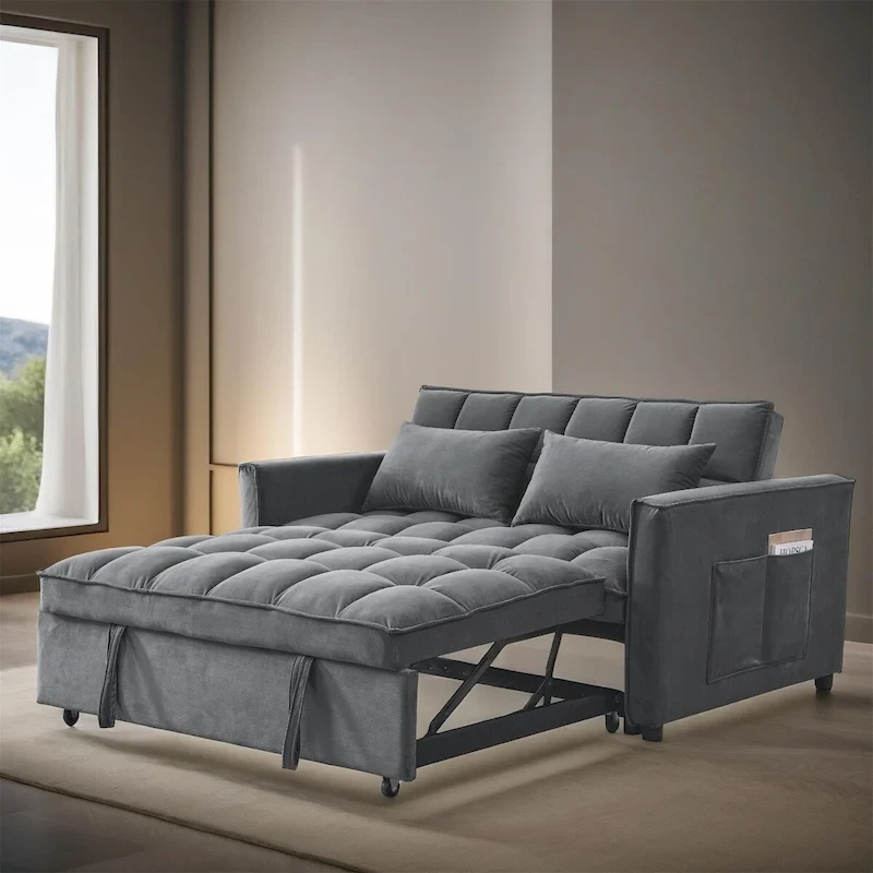 54 Wide 3 in 1 Velvet Sleeper Sofa for Living Room
