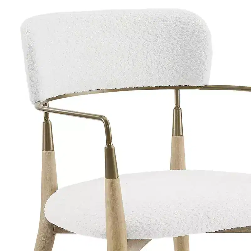 HOMLUX Set of 2 Upholstered Accent Dining Chairs Arm Rest Curved Backrest