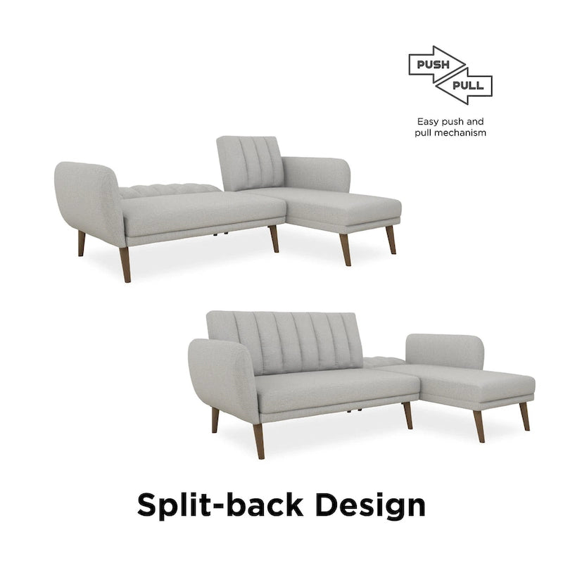 Sectional Futon Sofa Bed, Convertible Sleeper, Modern Living Room Couch
