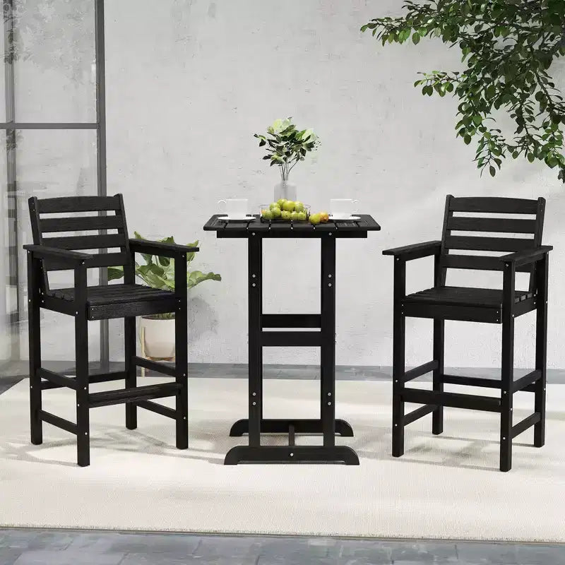 Costway Patio Adirondack Bar Chairs Set of 2 with Wide Armrests & Footrest Backrest Black/Brown/Gray/Navy