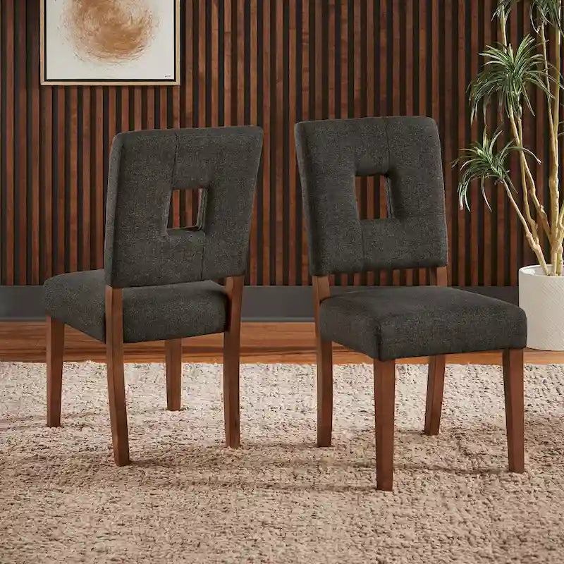 Upholstered Fabric Keyhole Dining Chair