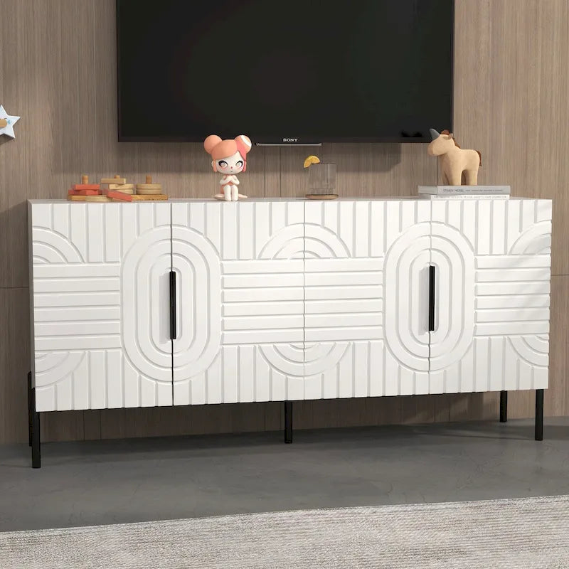 63-Inch White TV Stand Fits Up to 65-Inch TV