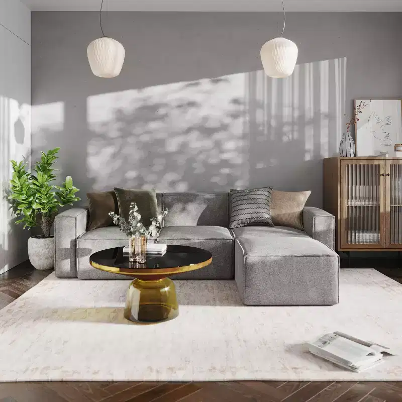 Emma and Oliver Modular Right Side Armchair with Arm Rest