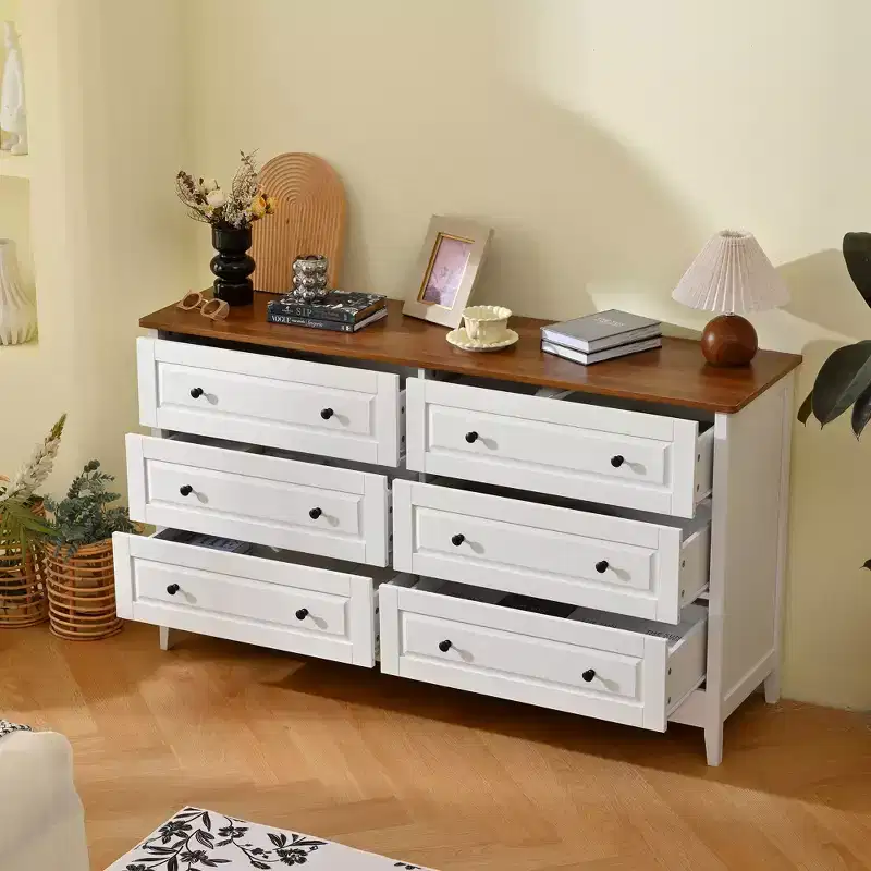 Dressing Table Wooden Drawer Unit Storage Side Table with Brushed Metal Handles and Silent Tracks