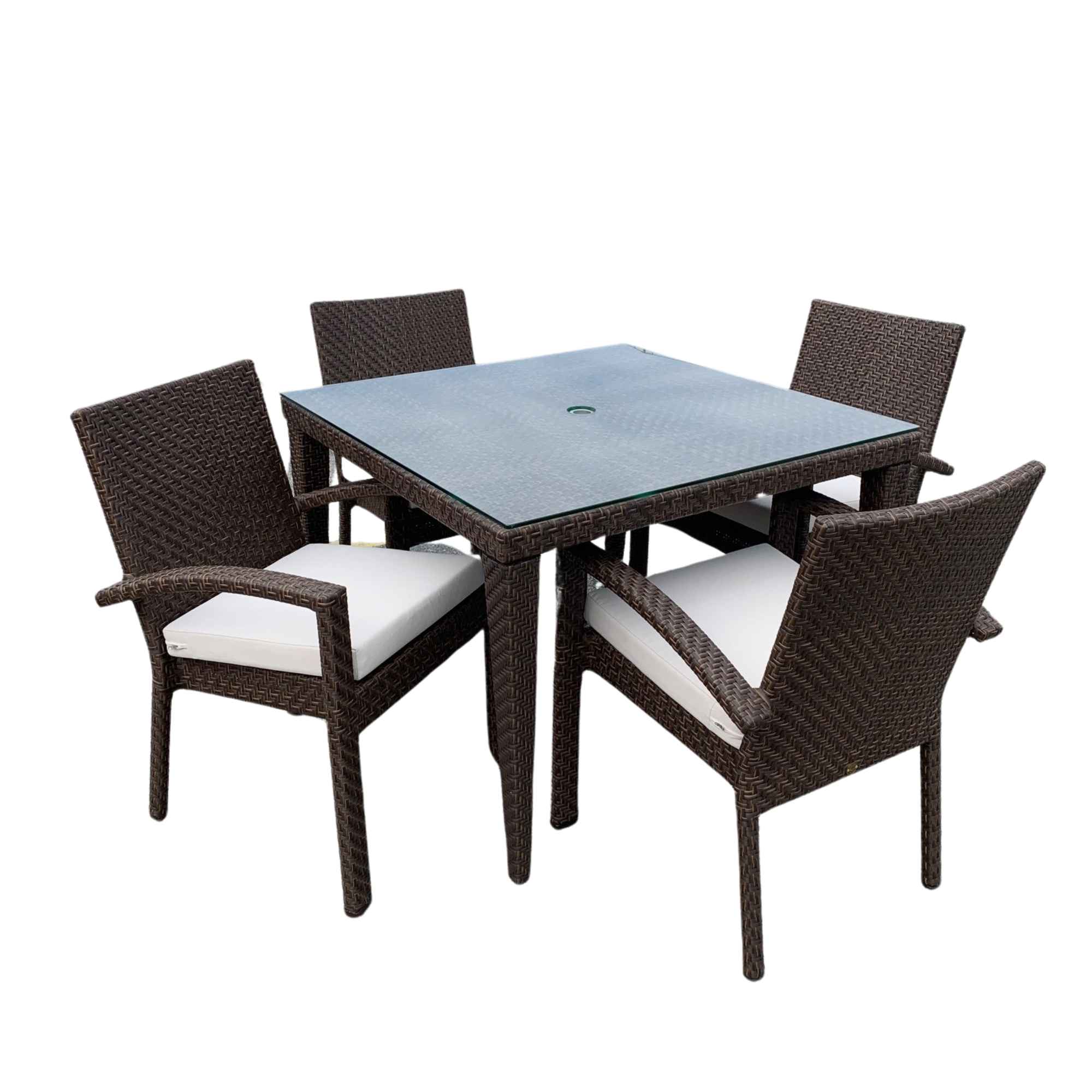 Outdoor Square Dining Armchairs with Cushions