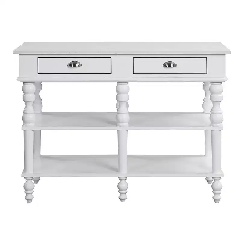 Acme Furniture Rorratt Kitchen Island Marble Top/White Finish