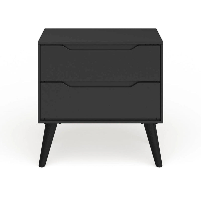 Mid-Century Modern Wood 2-Drawer Nightstand