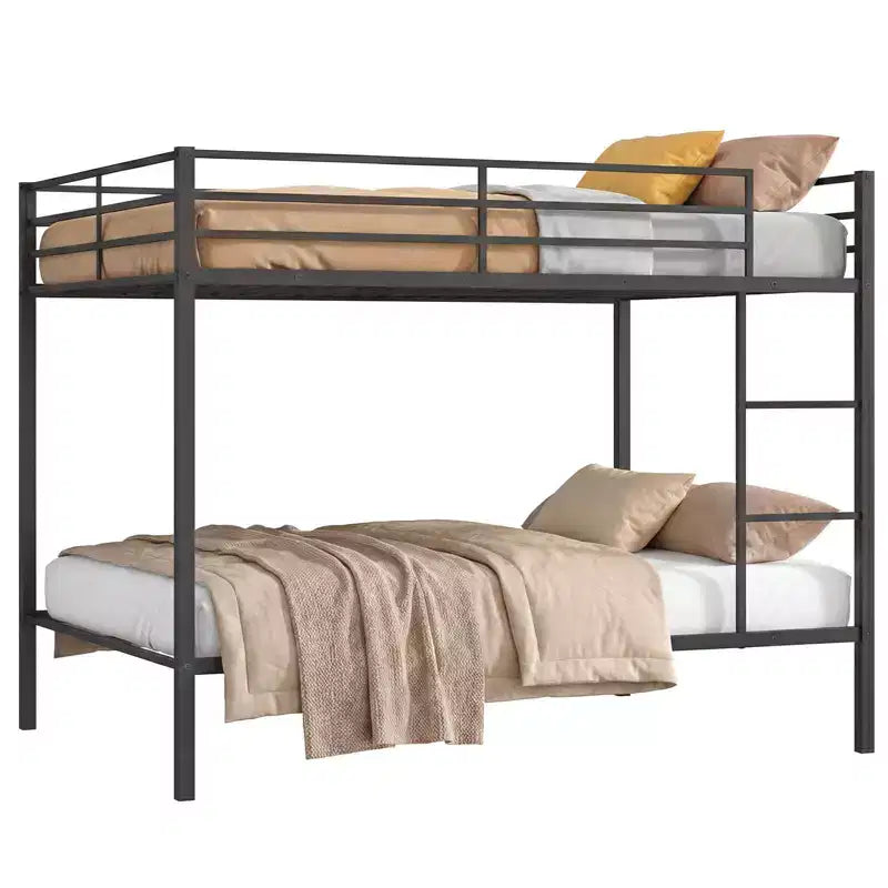 Metal Bunk Bed Full Over Full, Modern Heavy-duty Bunk Bed with Safety Guardrail