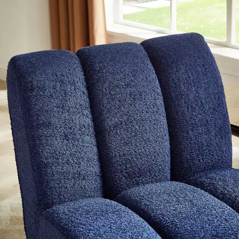 Art Leon Polar Fleece Fabric Upholstered Accent Slipper Chair with Rubber Wood Legs