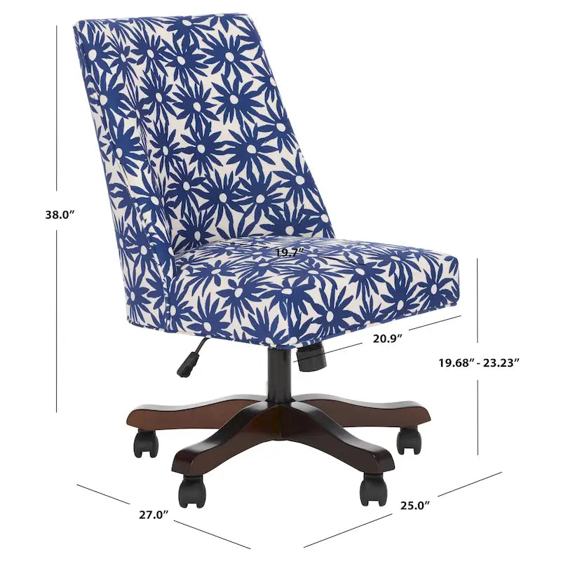 Glamorous Desk Chair with Soft Viscose Upholstery and Rolling Base