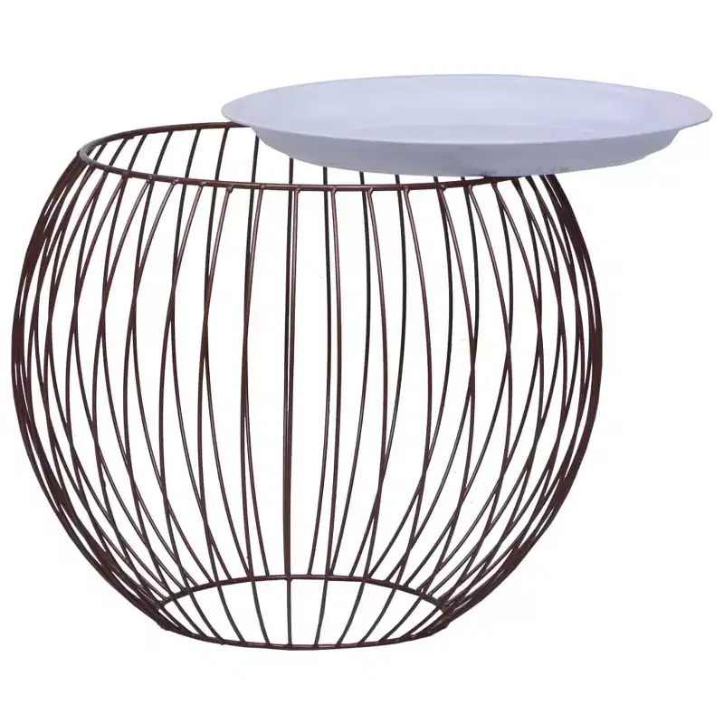 Round Coffee Table with Gold Metal Frame and White Top