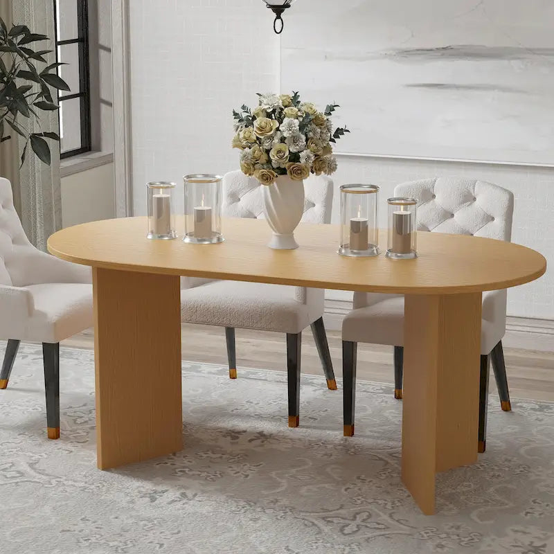 Nordic Style Solid Wood Oval Dining Table, Seats 6