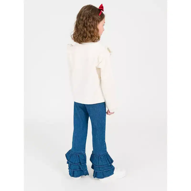 RuffleButts Girls Denim Flare Pants
