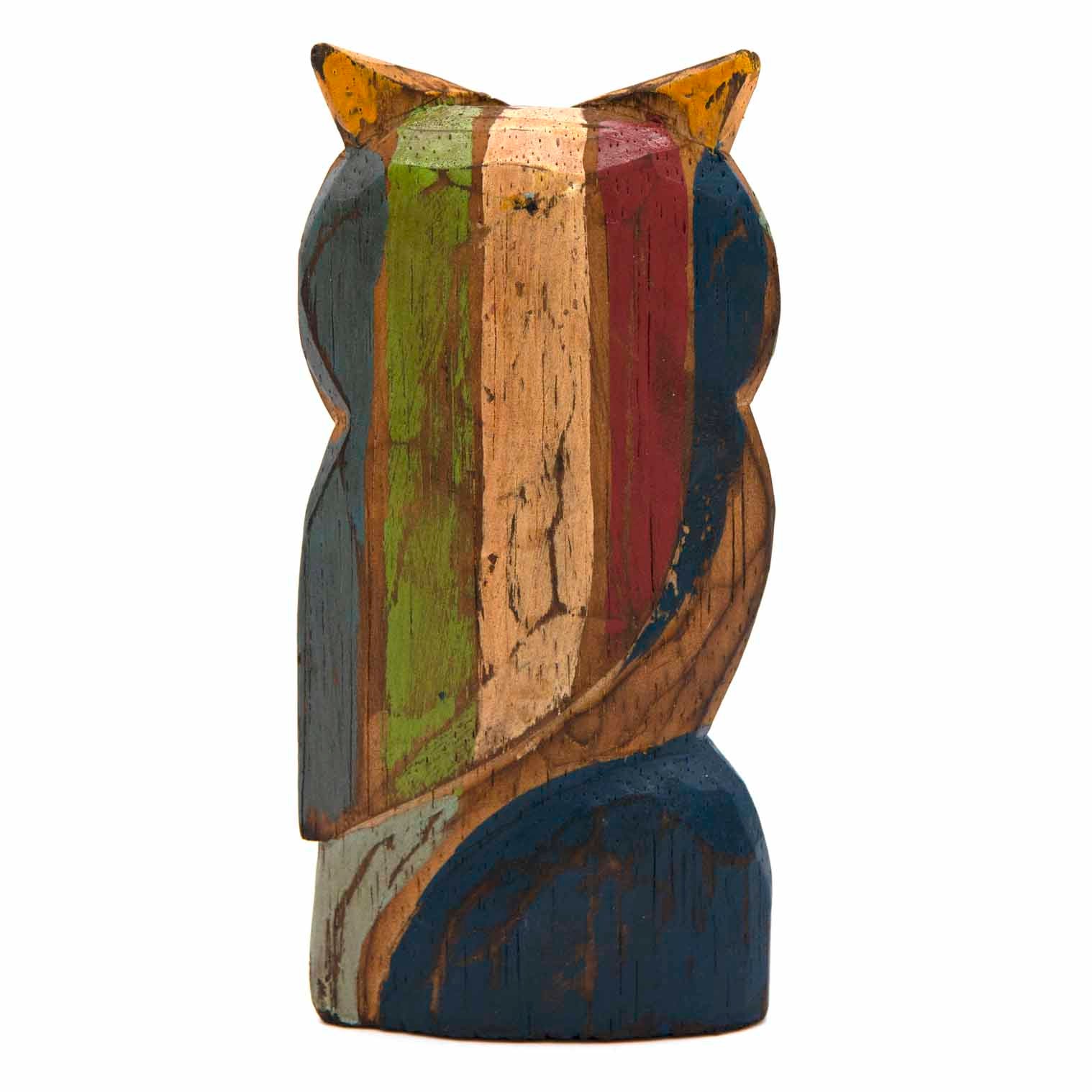 Rustic Painted Owl Carving