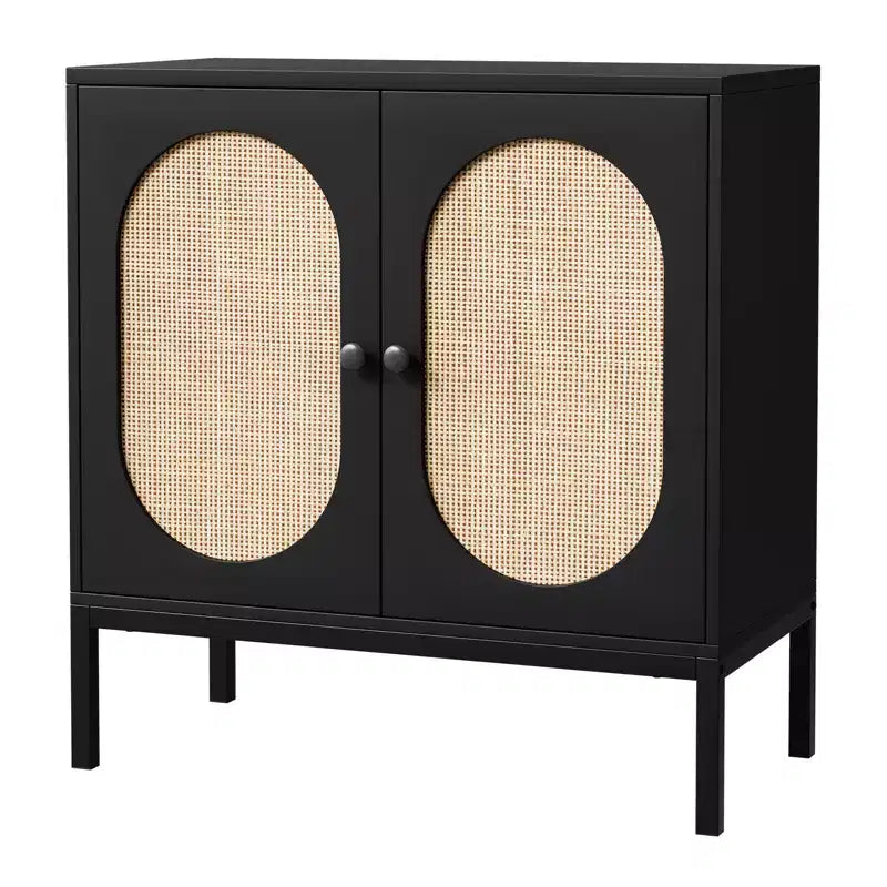 31.5 Sideboard Buffet Cabinet, Rattan Storage Cabinet with Adjustable Shelves, Kitchen Pantry Cabinet for Living Dining Room Entryway