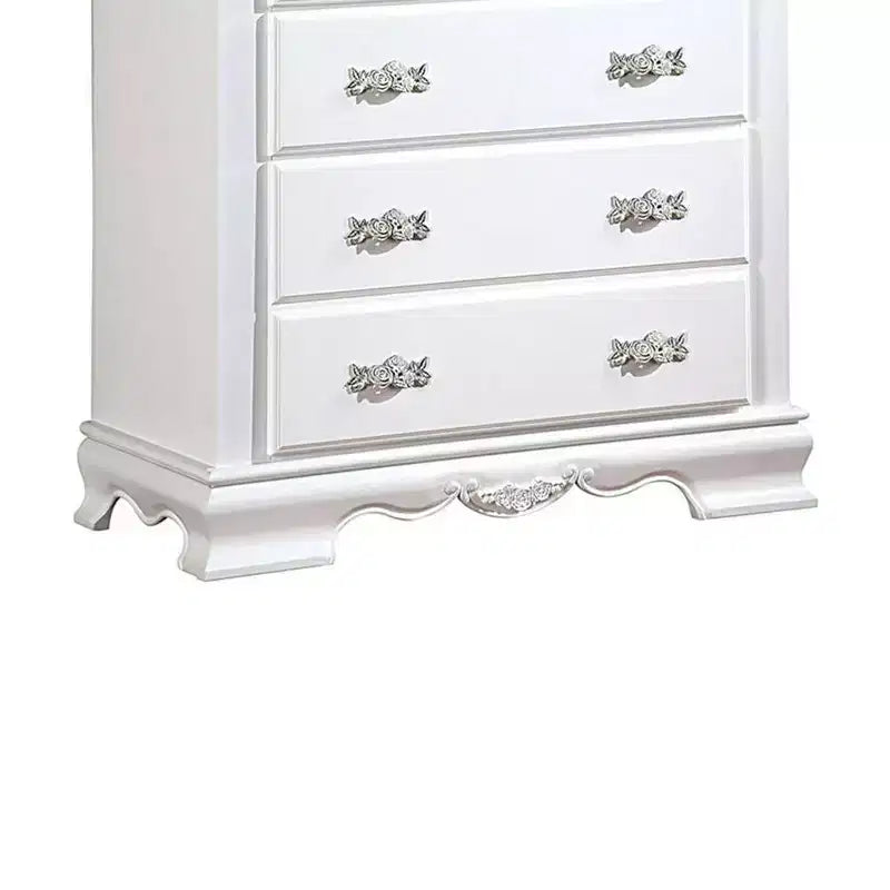 36" Flora Decorative Storage Drawer White Finish - Acme Furniture: 5-Drawer Chest, Wood Composite, No Assembly Required