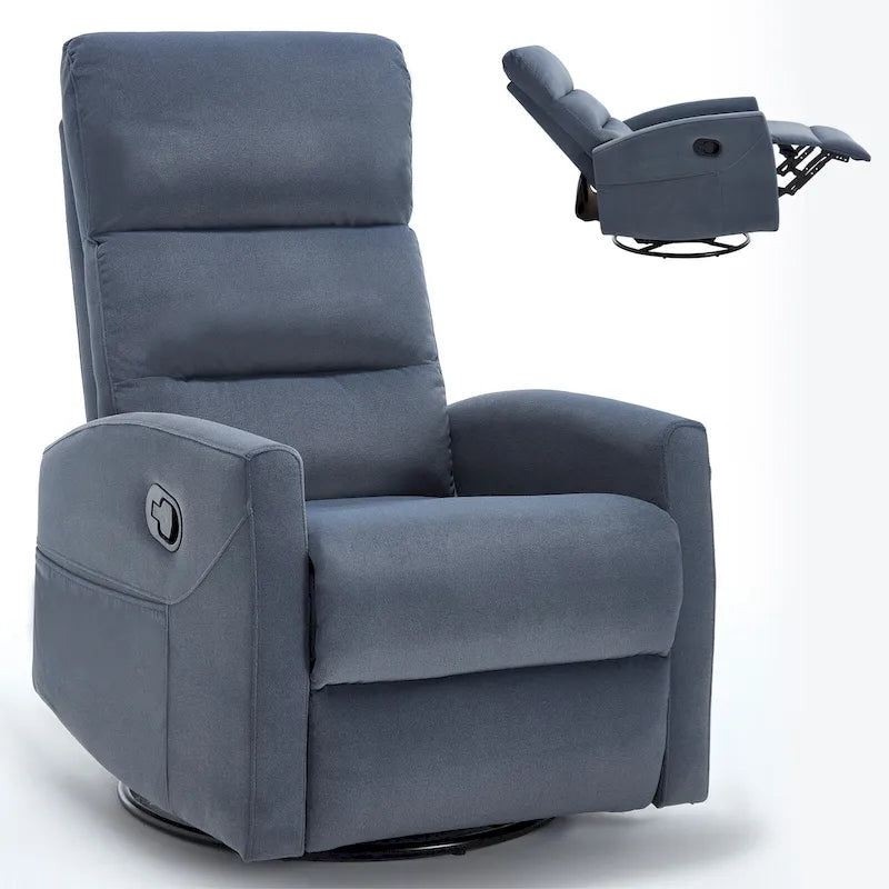 Manual Recliner Chair with Rocker and Swivel for Small Spaces