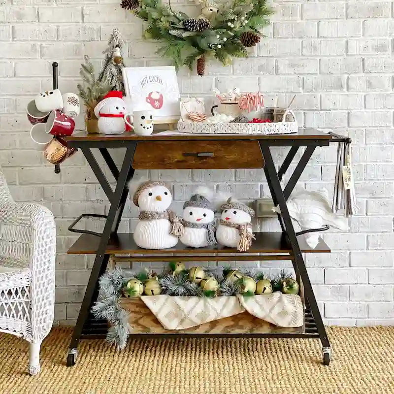 41.7 inch Wide Rolling Kitchen Island with Drawer