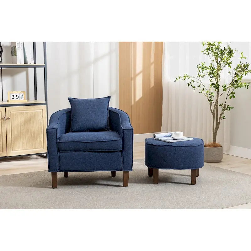 Mid-Century Modern Club Accent Chair with Tufted Back and Round Arms