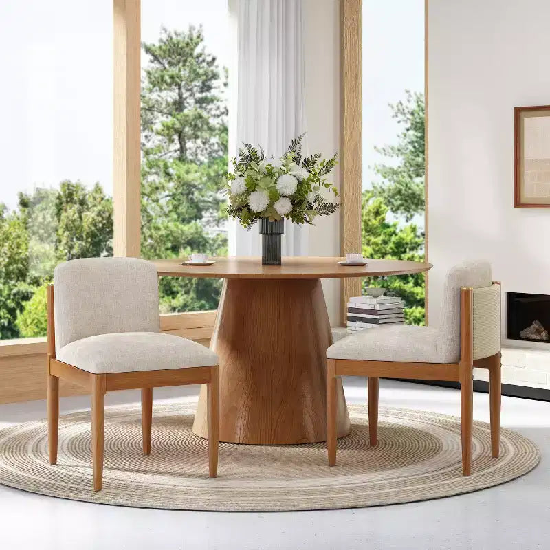Christopher Knight Home Jodie Modern Rubberwood Upholstered Dining Chairs with Woven Rope Backrest (Set of 2)