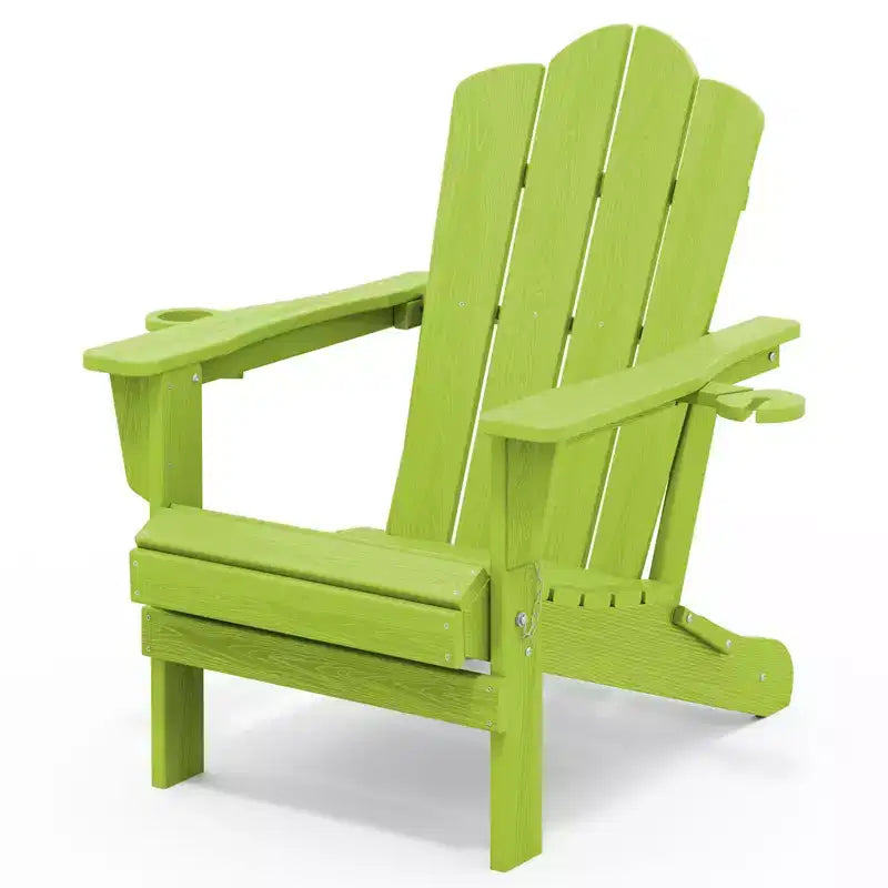 HYLEORY HDPE Folding Adirondack Chair with 2 Cup Holder - Composite Adirondack Chair
