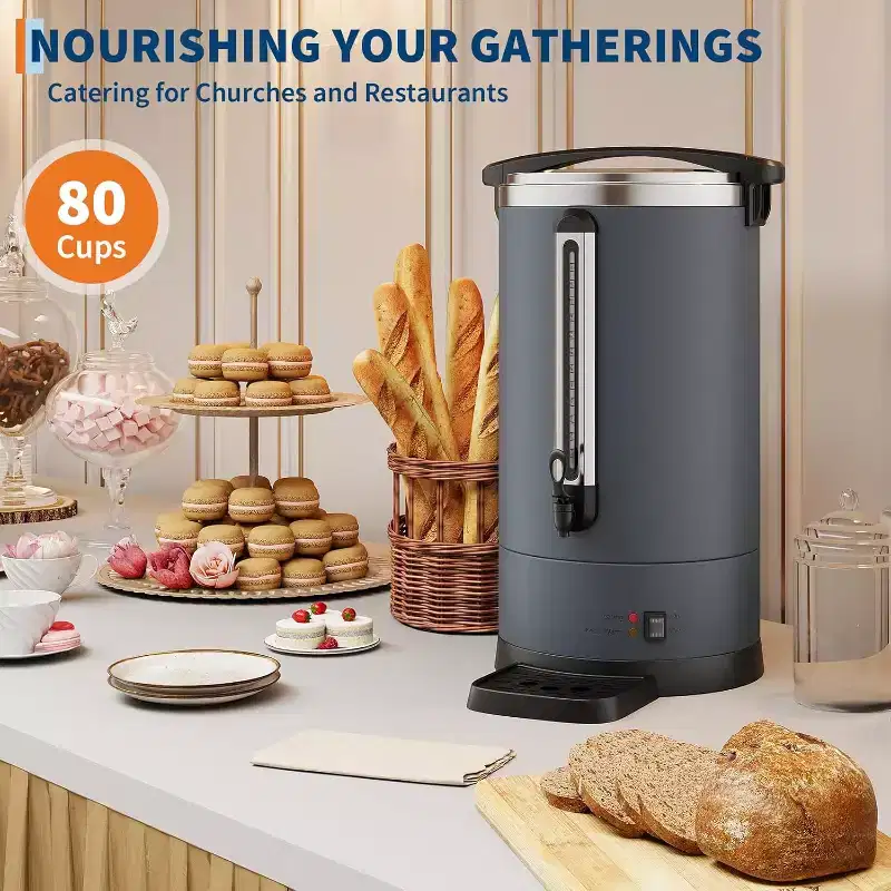 Commercial Coffee Urn, Electric Double Wall Stainless Steel Hot Beverage Dispenser for Catering, Weddings, Events & Parties