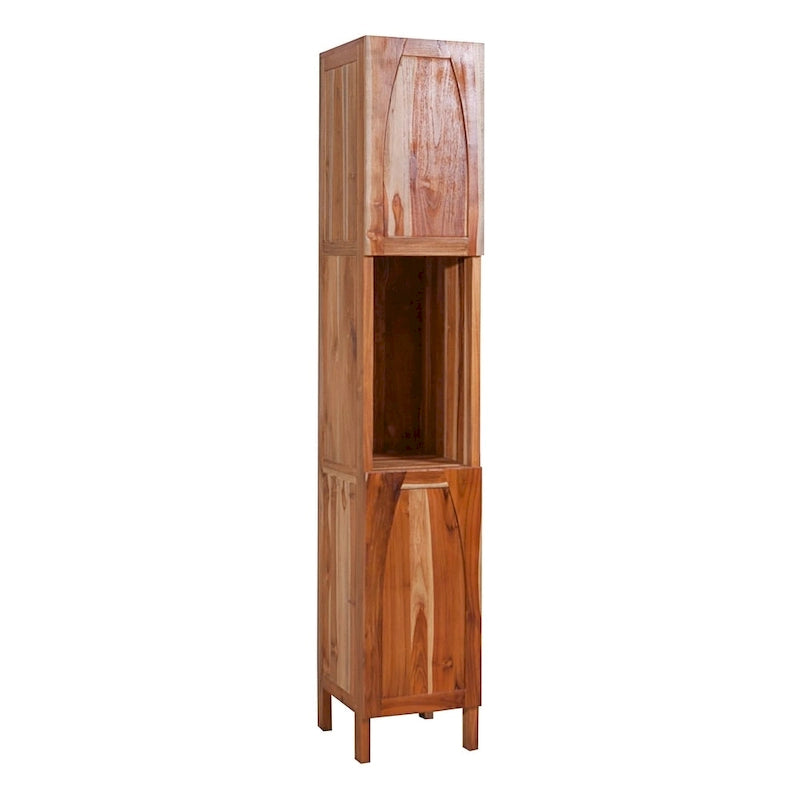 Solid Teak Bathroom Linen Tower Closet in Finish