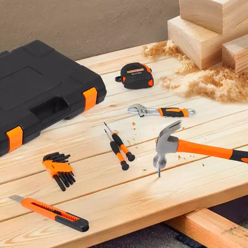 242 Piece Tool Set, Household Hand Kit, Mechanics Tool Set, Hand Tool Kit with Plastic Toolbox Storage Case Orange