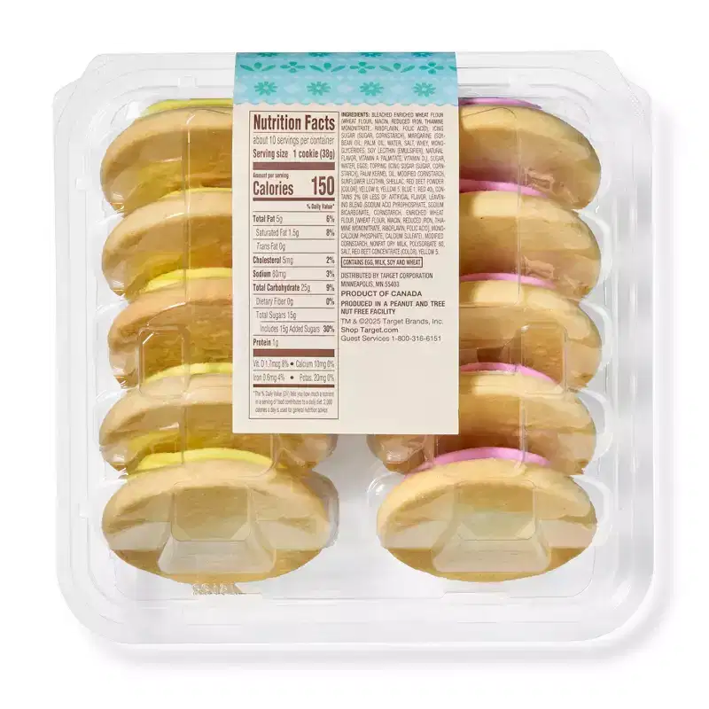Spring Pink & Yellow Frosted Sugar Cookies - 13.5oz/10ct - Favorite Day™