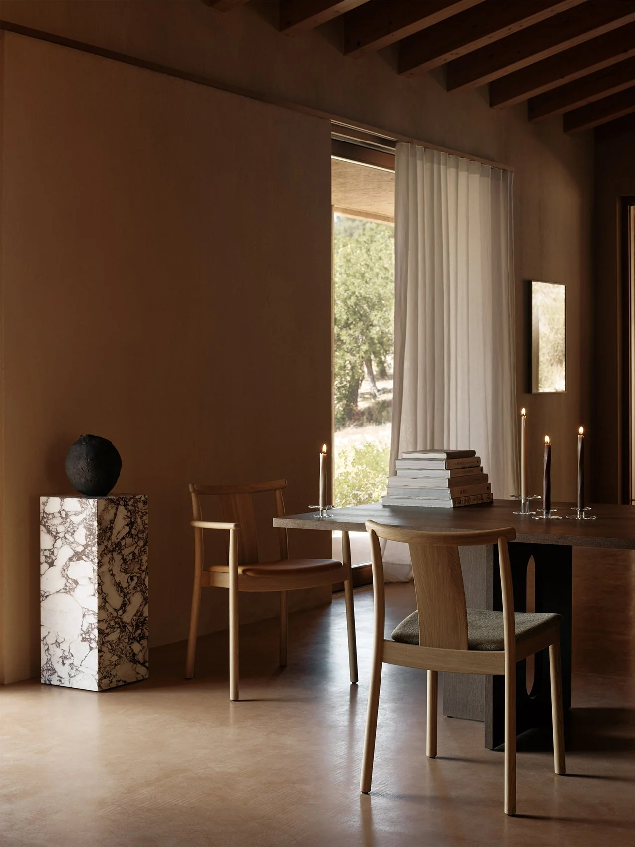 Scandinavian Solid Wood Dining Chair with Traditional Woodworking Craftsmanship for Dining Room