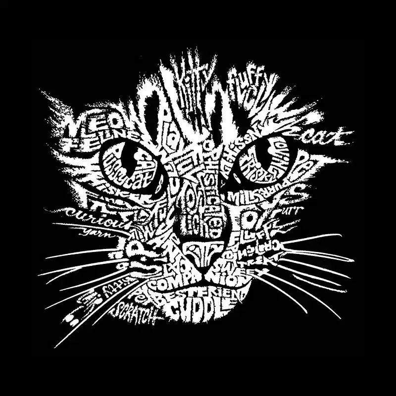 LA Pop Art Boy's Word Art Long Sleeve - Cat Face