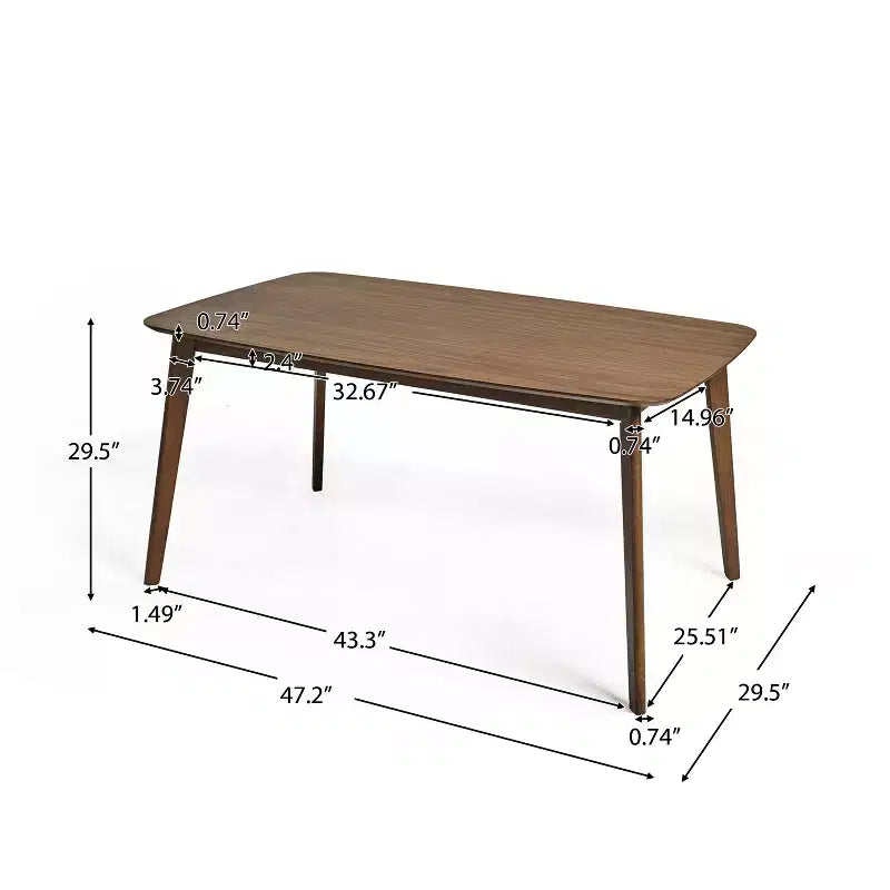 Imwalle Mid Century Modern Faux Leather Upholstered 5 Piece Dining Set, Walnut and Dark Brown