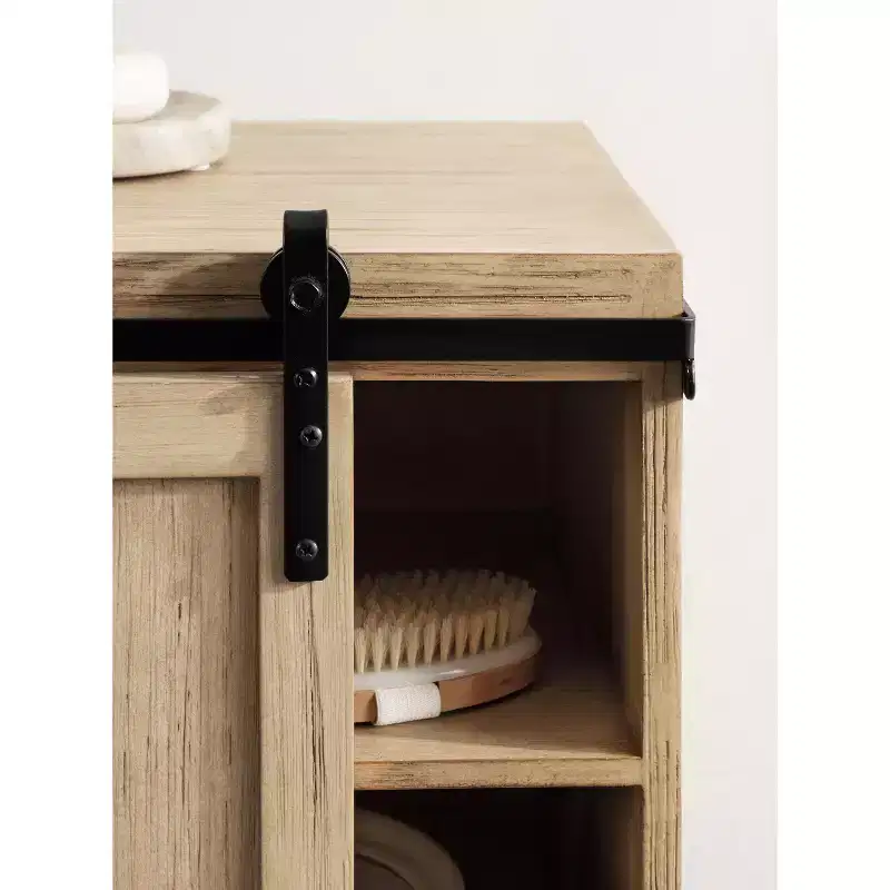 Kate and Laurel Cates Wood Floating Side Table with Cabinet
