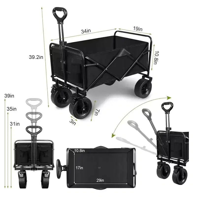 Collapsible Folding Garden Cart with Brake