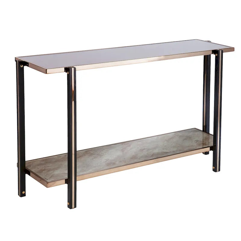 Transitional Champagne Metal Console Table - Entryway Sofa Table for Living Room
