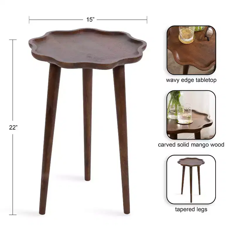 Kate and Laurel Alezar Scallop Wood Side Table
