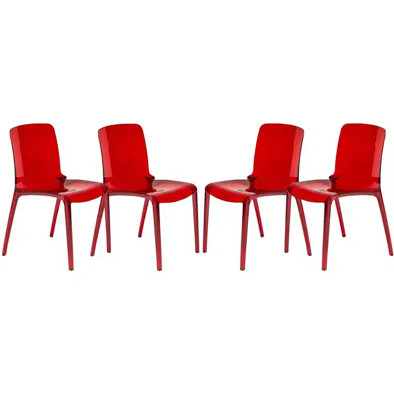 LeisureMod Murray Mid-Century Modern Dining Chair - Waterfall Edge Design Acrylic, Ergonomic and Stackable, Set of 4